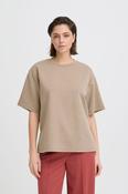 ICHI Cozy Short Sleeve Top - Beige