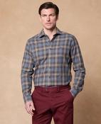 MAGEE Nephin Cotton Shirt - Blue &amp; Brown Check