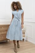 COPE CLOTHING Denim Belted Dress - Light Blue