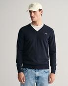 GANT Classic Cotton V Neck Sweater - Navy image