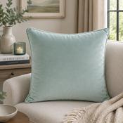 FULLSHIRE Velvet Piped Cushion - Duck Egg 55x55cm image