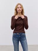 VERO MODA Sofine Fine Knit Boat Neck Jumper - Chocolate image