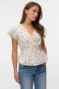 VERO MODA Siv Ivana Ruffle Sleeve Wrap Top - Print image
