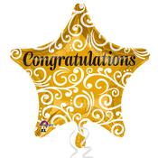 Congratulations Gold Star Balloon - 19" image