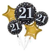 Sparkling 21st Birthday Helium Inflated Balloon Bouquet image