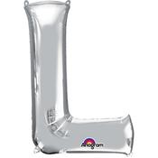 16'' Letter 'L' Silver Air Fill Balloon image