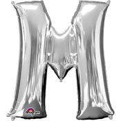 16'' Letter 'M' Silver Air Fill Balloon image