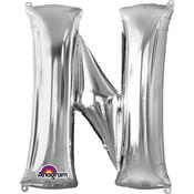 16'' Letter 'N' Silver Air Fill Balloon image