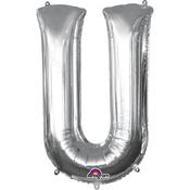 16'' Letter 'U Silver Air Fill Balloon image