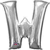 16'' Letter 'W' Silver Air Fill Balloon image