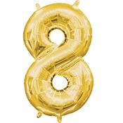 16” Number 8 Gold Air Fill Balloon image