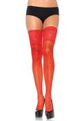 5" Lace Lycra Sheer Stay Up Thigh Hi PLUS SIZE Red image