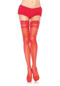 Plus Size Stay Up Lycra Sheer Thigh High PLUS SI Red image