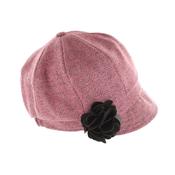 Ladies Tweed Newsboy Hat - Pink