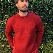 Rossan Roll Neck Aran Sweater - Red Fleck
