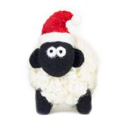 Small Knitted Sheep Keyring with Red Christmas Hat