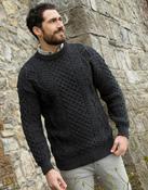 Light Aran Crew Neck Sweater – Charcoal image