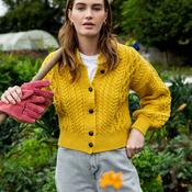 Clover Cropped Aran Cardigan – Sunflower