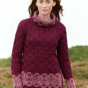 Jacquard Cowl Neck Sweater - Wine