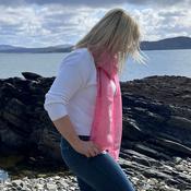 Fuschia Herringbone Irish Linen Scarf