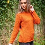 Rossan Roll Neck Aran Sweater - Orange Fleck