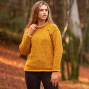 Rossan Roll Neck Aran Sweater - Mustard Fleck