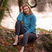 Rossan Roll Neck Aran Sweater - Turquoise Fleck