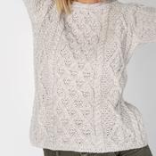 Lambay Lattice Cable Aran Sweater - Grey Marl