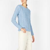Lambay Lattice Cable Aran Sweater - Morning Sky