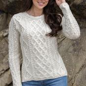 Lambay Lattice Cable Aran Sweater - Natural