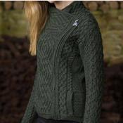 Merino Wool Biker Style Jacket - Green
