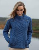 Merino Wool Biker Style Jacket - Blue image