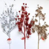 Glitter Floral Stem Christmas Decorations (75cm)
