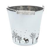Winter Themed Metal Bowl with Reindeer &amp; Trees - 11cm - Holiday Decor image