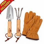 Garden Tool Set with Leather Gloves (Esschert) - Special Offer image