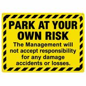 Park at Your Own Risk Warning Sign image