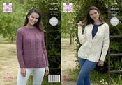 King Cole 5299 Ladies' Sweater &amp; Cardigan Aran Knitting Pattern