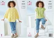 King Cole 6560 Children's Poncho &amp; Slipover Knitting Pattern in Aran