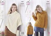 King Cole 5396 Ladies' Hoodie &amp; Poncho Knitting Pattern in Fashion Aran image