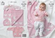 King Cole 3317 Baby "In The Pink" Cardigan, Dress, Hat and Blanket image