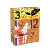 Rotosound Jumbo King Acoustic Guitar Strings 3 Pack &amp; Free Strap!