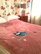Large Fleece Blanket - Blue owl on salmon pink image