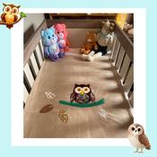 Fleece Blanket - Burgundy Owl on Beige image