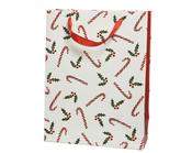 Giftbag with Glitter Berry Branch and Candy Cane - White image