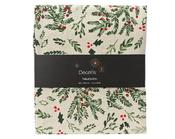 Tablecloth Cotton Rectangular N/A Misletoe And Holly Leaf White/Green image