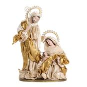 Holy Family with Base &amp; Fabric - Cream/Gold