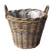 Planter Round With Handles Rattan Grey D45H40 cm