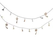 Leather Garland with Tassel &amp; Wood Stars - Beige / Grey