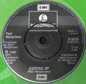Paul McCartney - Coming Up (7", Single, Die) image