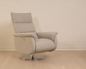 Contemporary Gio Recliner in stone Grey -Italian Leather image